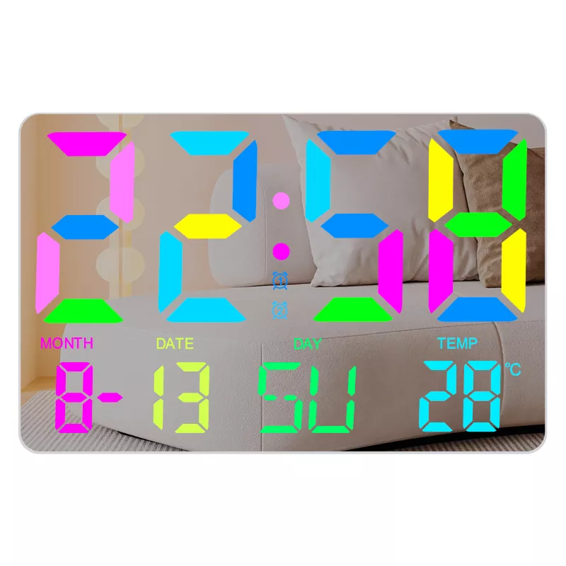 Reloj de pared con luz nocturna con pantalla RGB remota LED de 11,2 pulgadas