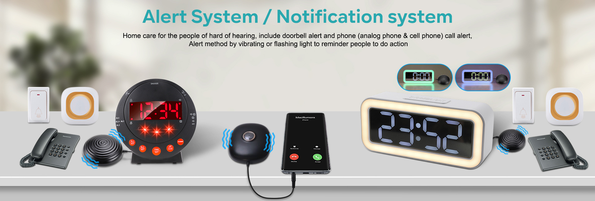 Reloj de vibración del sistema de alerta