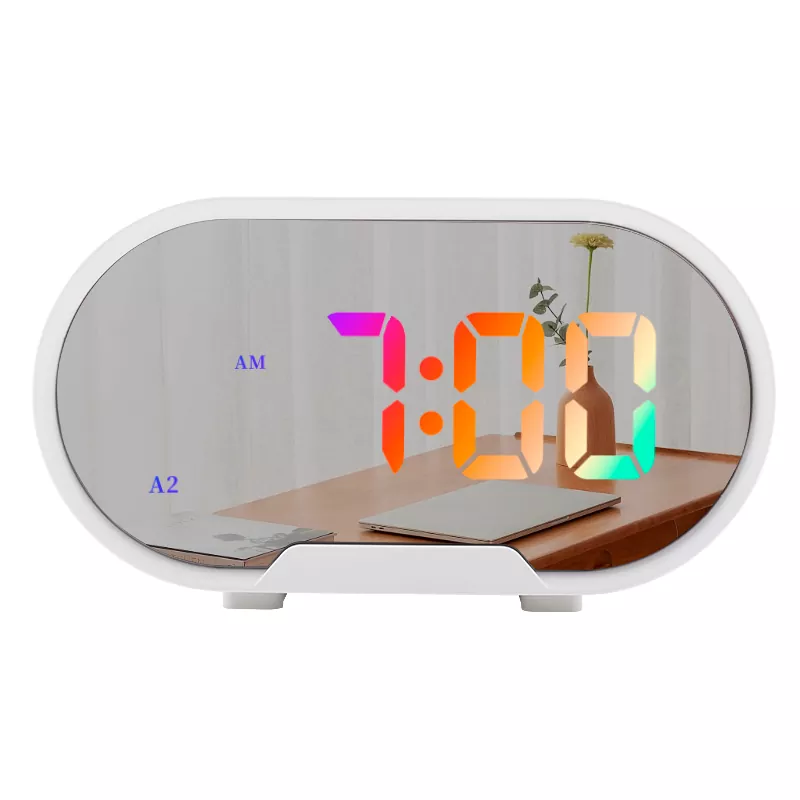 Reloj despertador RGB con espejo de escritorio LED de 5,5 pulgadas