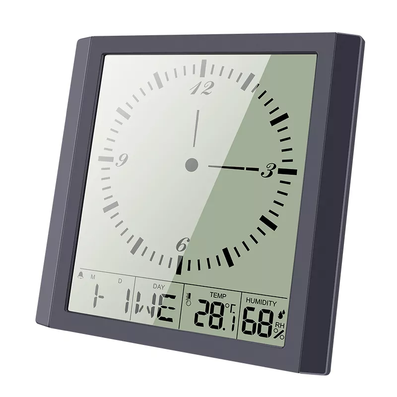 Reloj de pared analógico de semana de temperatura y humedad de 8,6 pulgadas