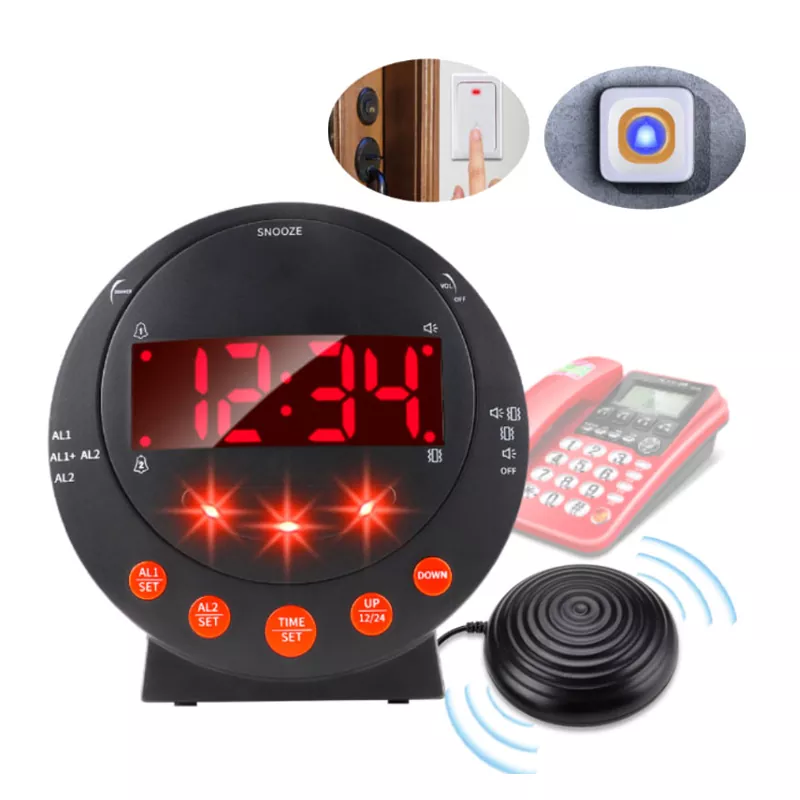 Reloj de vibración con recordatorio de teléfono con timbre para dormir pesado