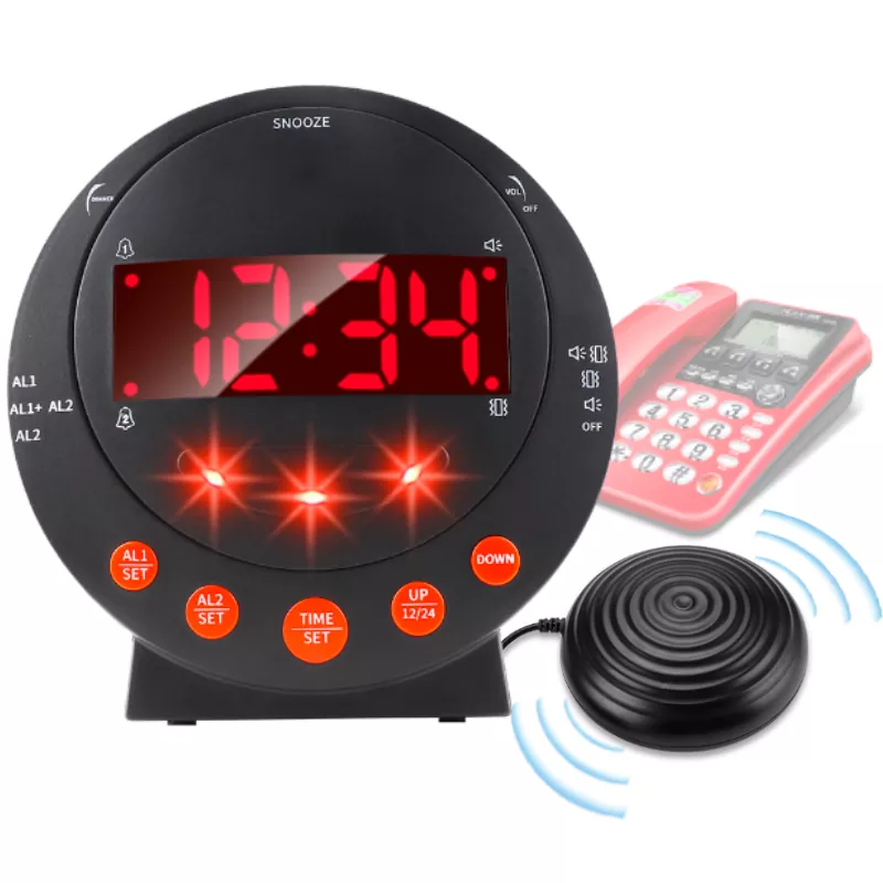 Reloj de vibración con recordatorio de llamada entrante de hotel con linterna