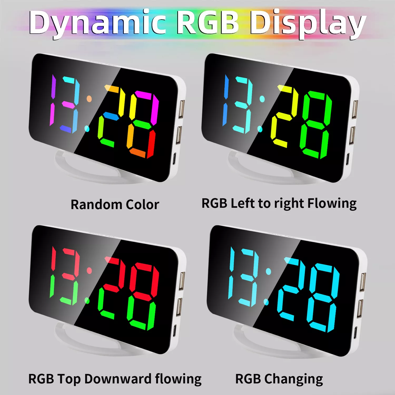 USB Charging RGB Mirror Clock