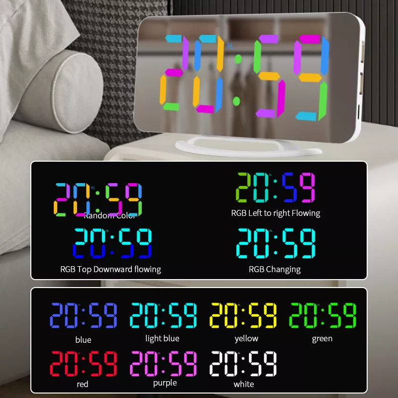 USB Charging RGB Mirror Clock