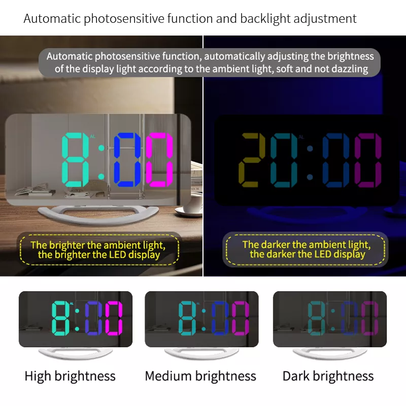 USB Charging RGB Mirror Clock