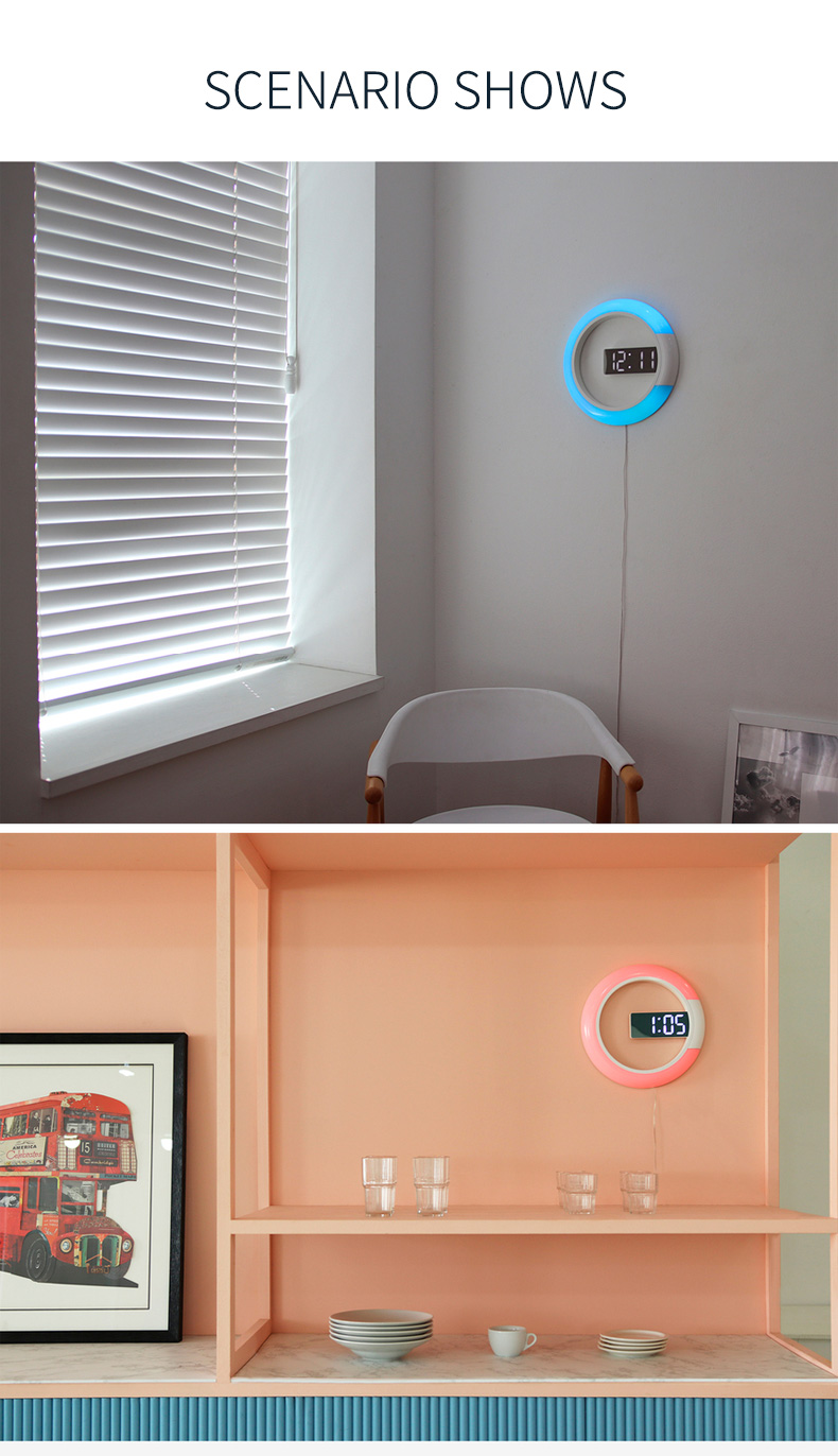 3D LED Night Light Wall Clock