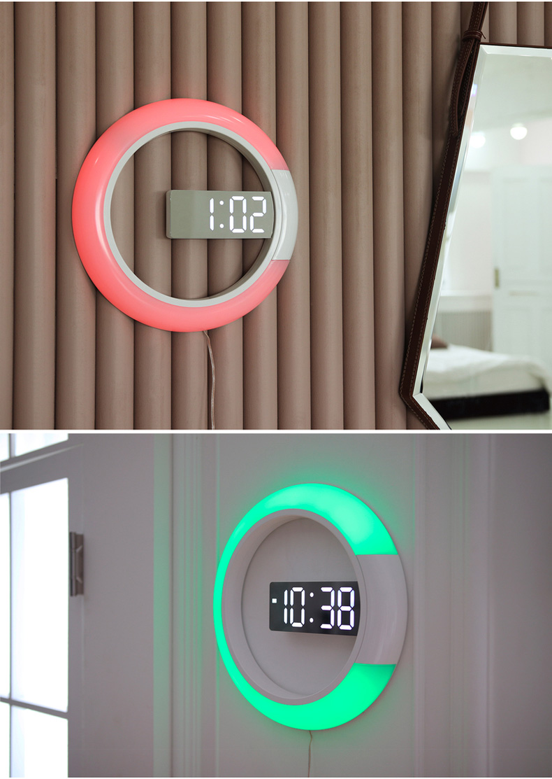 3D LED Night Light Wall Clock