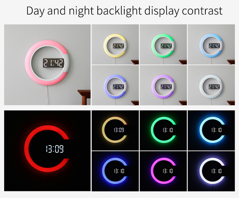 3D LED Night Light Wall Clock