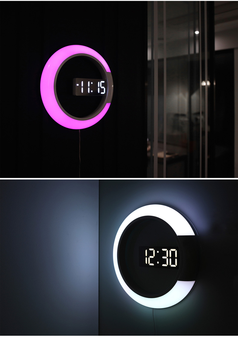 3D LED Night Light Wall Clock