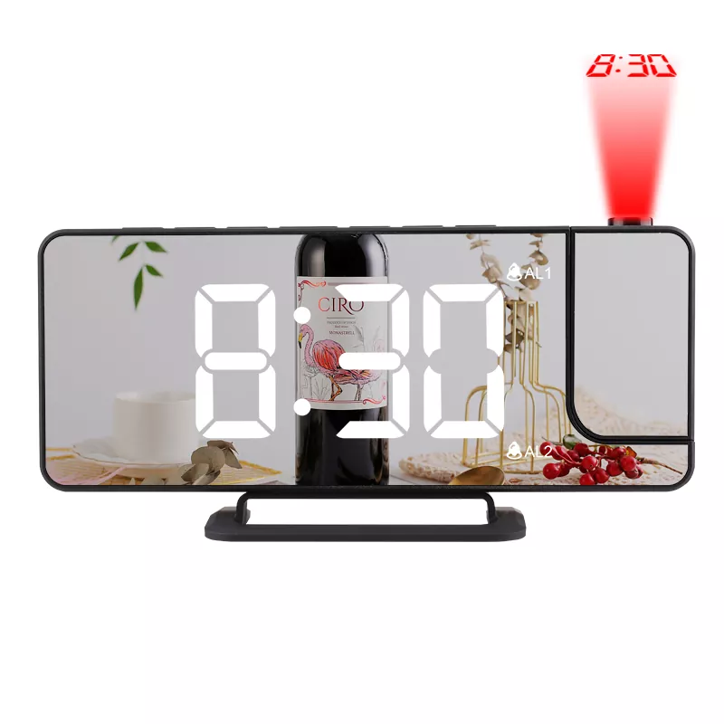 Reloj despertador con proyección de espejo LED