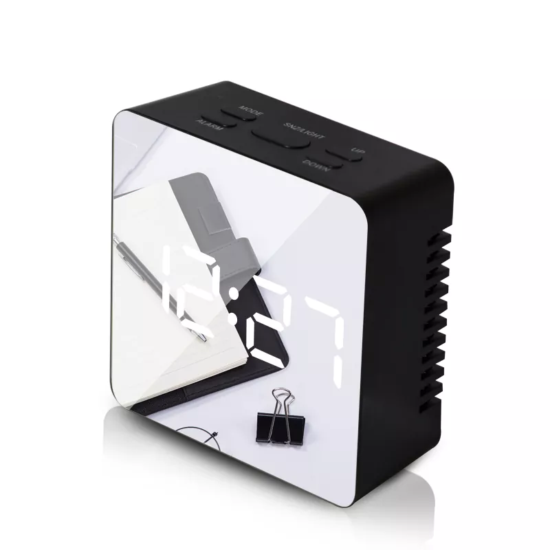 Reloj despertador con espejo simple cuadrado LED