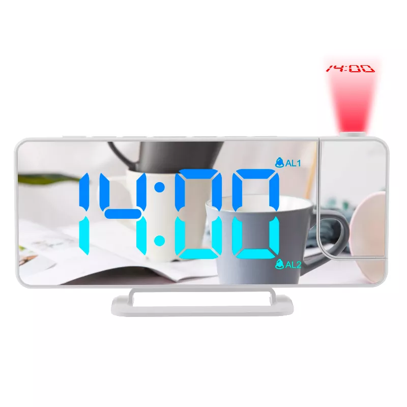 Reloj despertador con espejo de proyección con pantalla de dígitos RGB